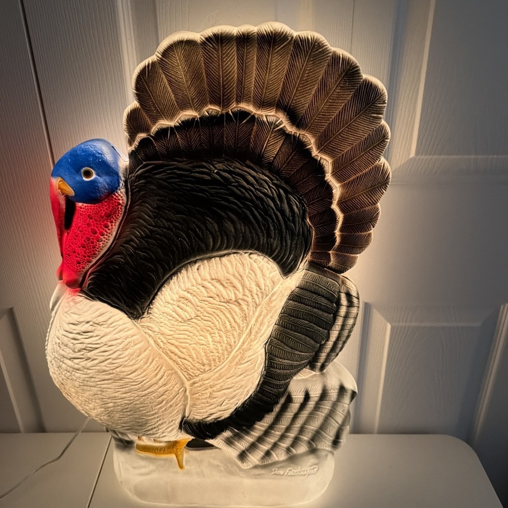 Vintage Don Featherstone Thanksgiving Turkey Blow Mold Union Products W/ CORD